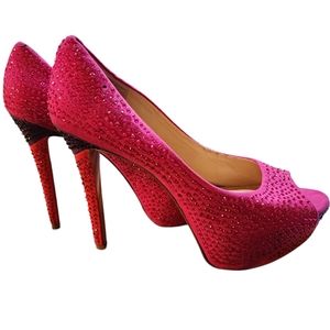 Giani Bini Stiletto Heels with Ankle Strap, Pink and Purple Sparkles